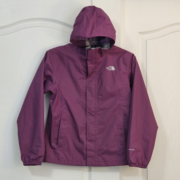 The North Face Purple Girls Jacket Medium 10-12 Dryvent Rain Coat Full Zip Hood - Picture 1 of 14